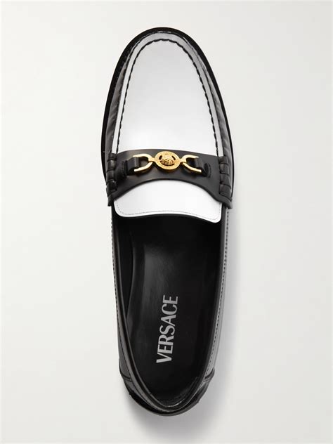 versace collection collection leather penny loafer|VERSACE Embellished two.